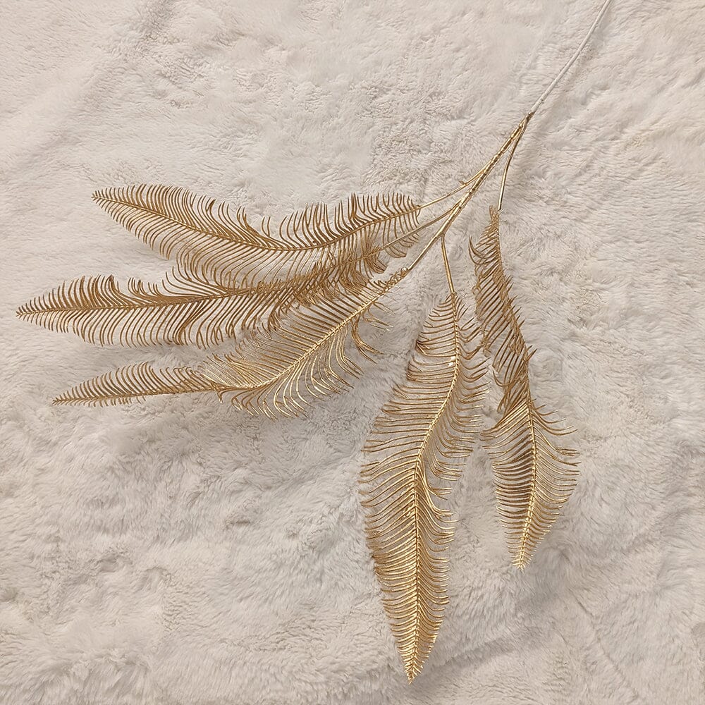Gold Faux Fern Leaf Single Stem Floral - Rosey's Creations