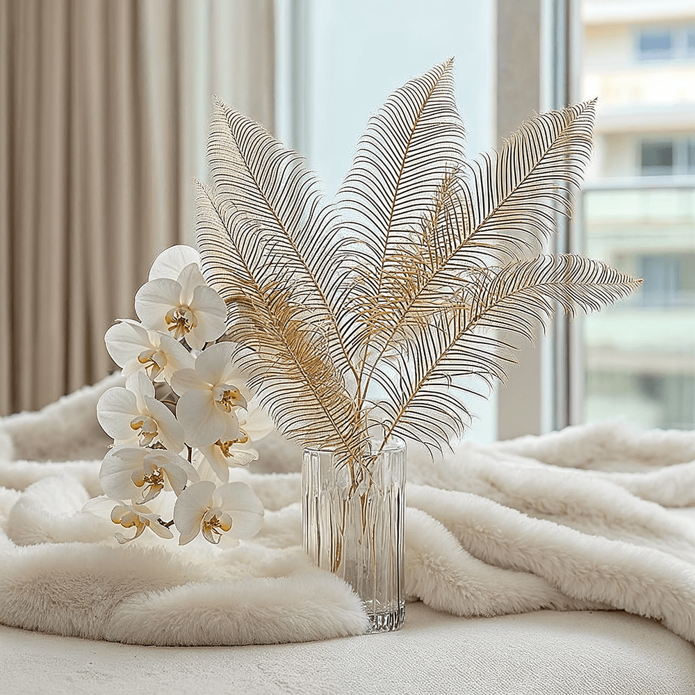 Gold Faux Fern Leaf Single Stem Floral - Rosey's Creations