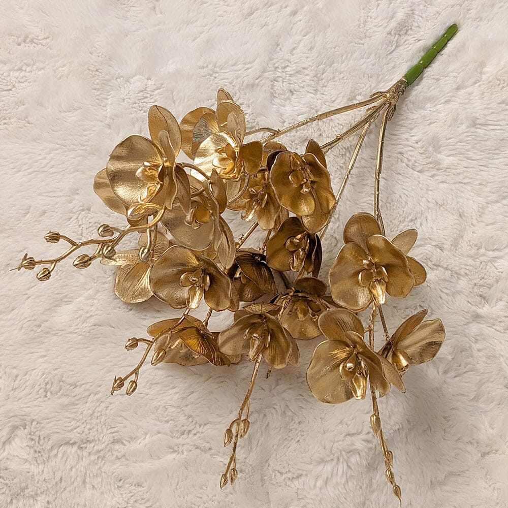 Gold Faux Orchid Single Stem Floral - Rosey's Creations