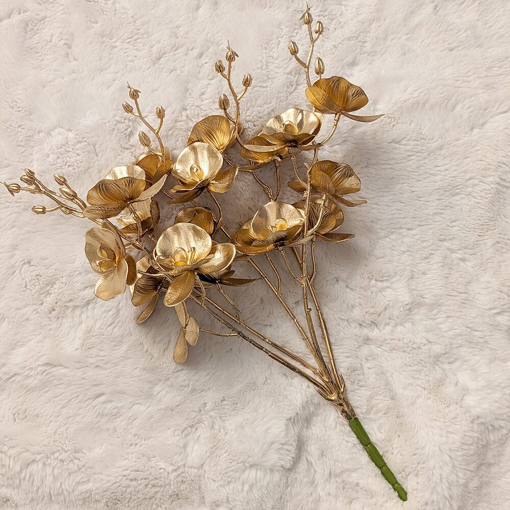 Gold Faux Orchid Single Stem Floral - Rosey's Creations