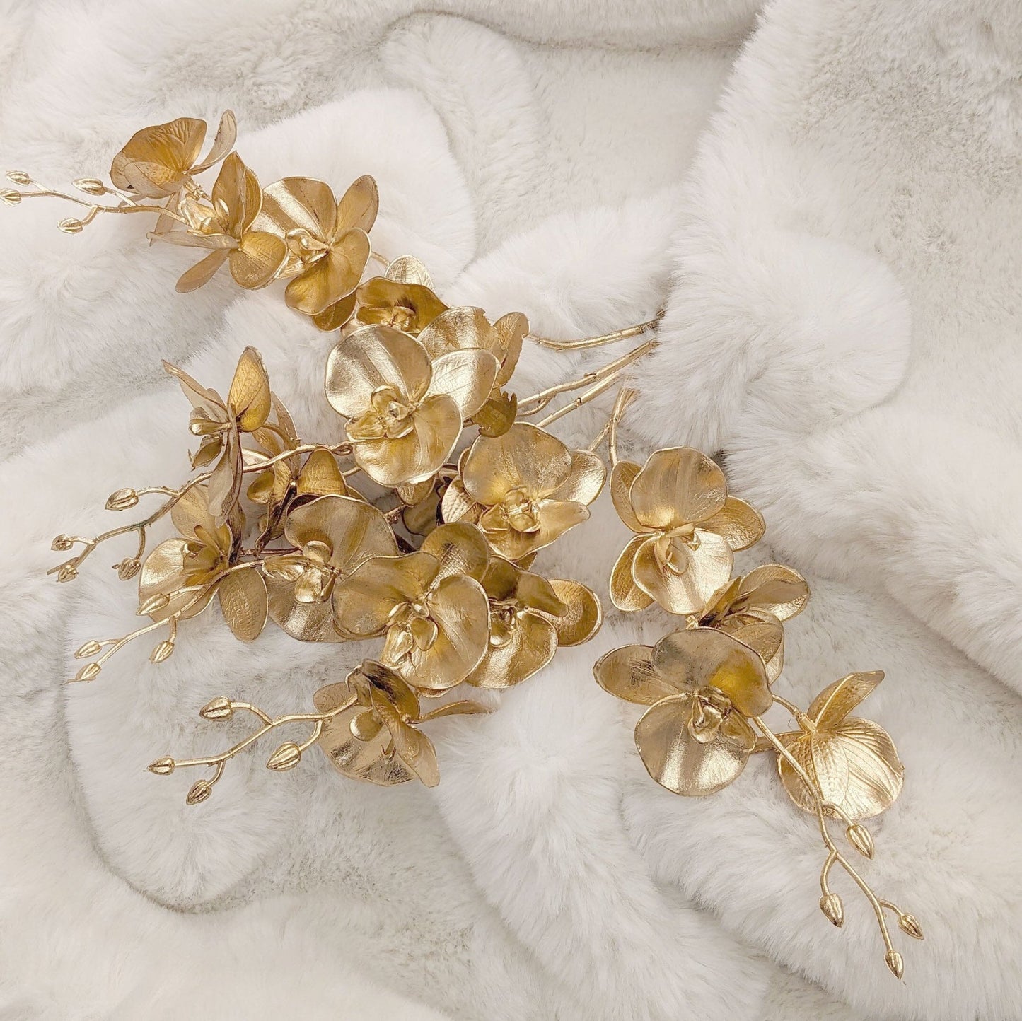 Gold Faux Orchid Single Stem Floral - Rosey's Creations