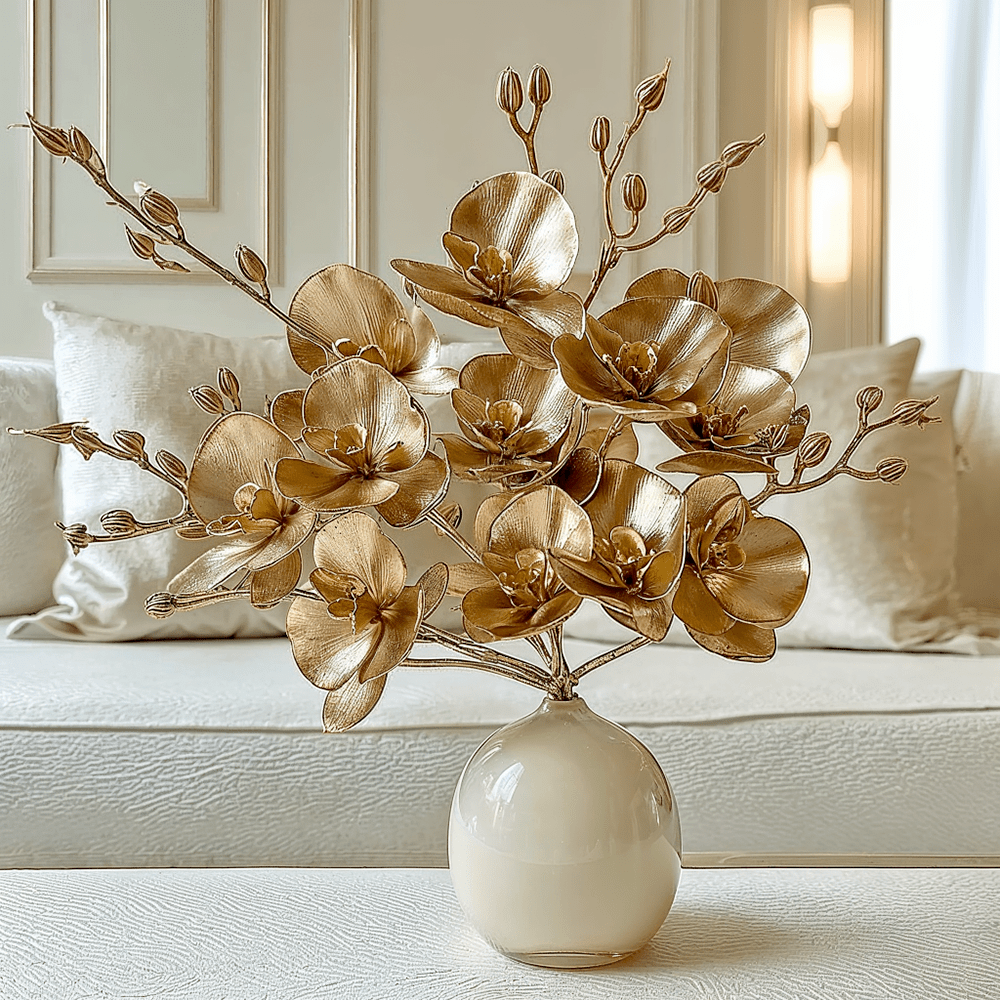 Gold Faux Orchid Single Stem Floral - Rosey's Creations