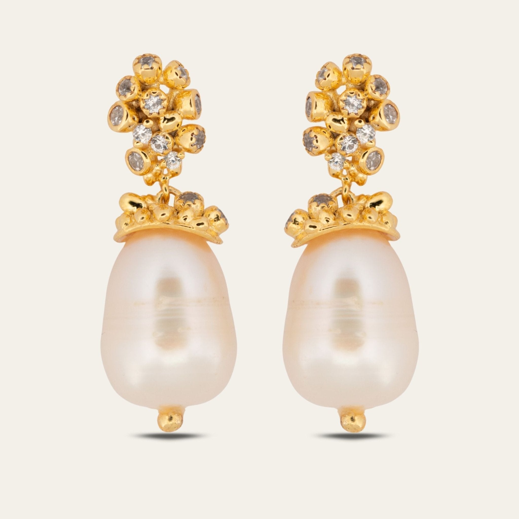 Gold Baroque Pearl Earrings - Lyra Dainty London