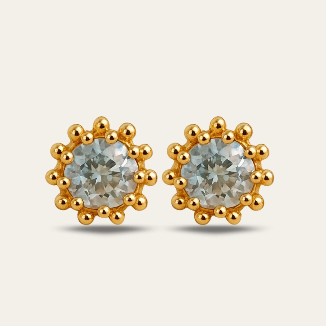 Gold Sky Blue Topaz Astrid Studs Dainty London