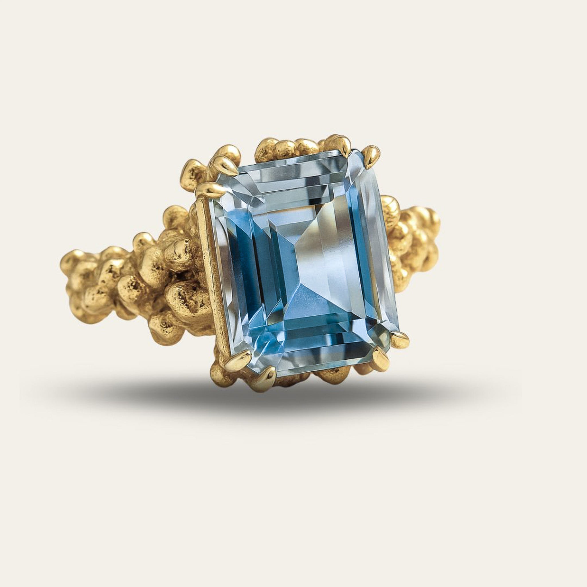 Gold Sky Blue Topaz Ring - Aurelia Dainty London