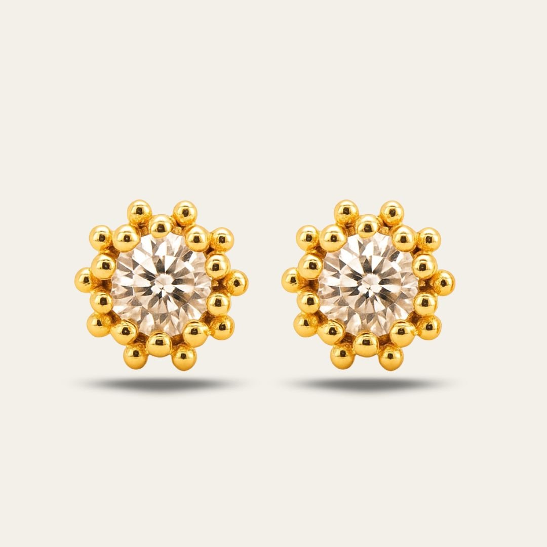 Gold White Topaz Seren Studs Dainty London