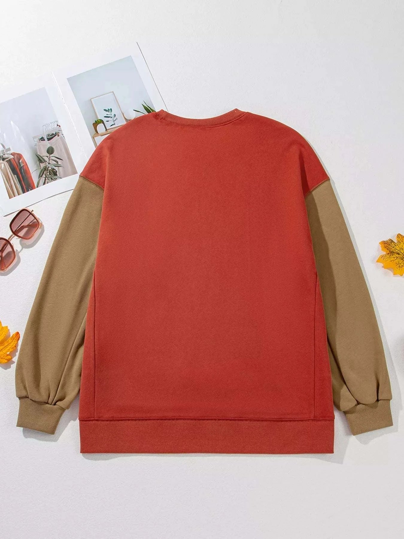 Halloween Glitter Ghost Patched Pattern Color Block Sweatshirt - Rosey's Creations
