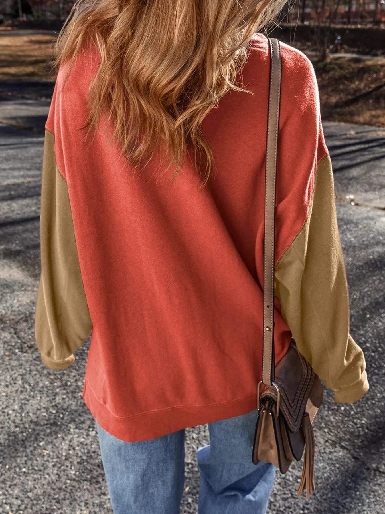 Halloween Glitter Ghost Patched Pattern Color Block Sweatshirt - Rosey's Creations