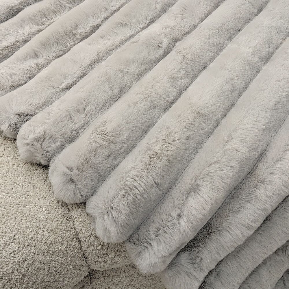 Isla Grey Chunky Ribbed Faux Fur Throw - Rosey's Creations