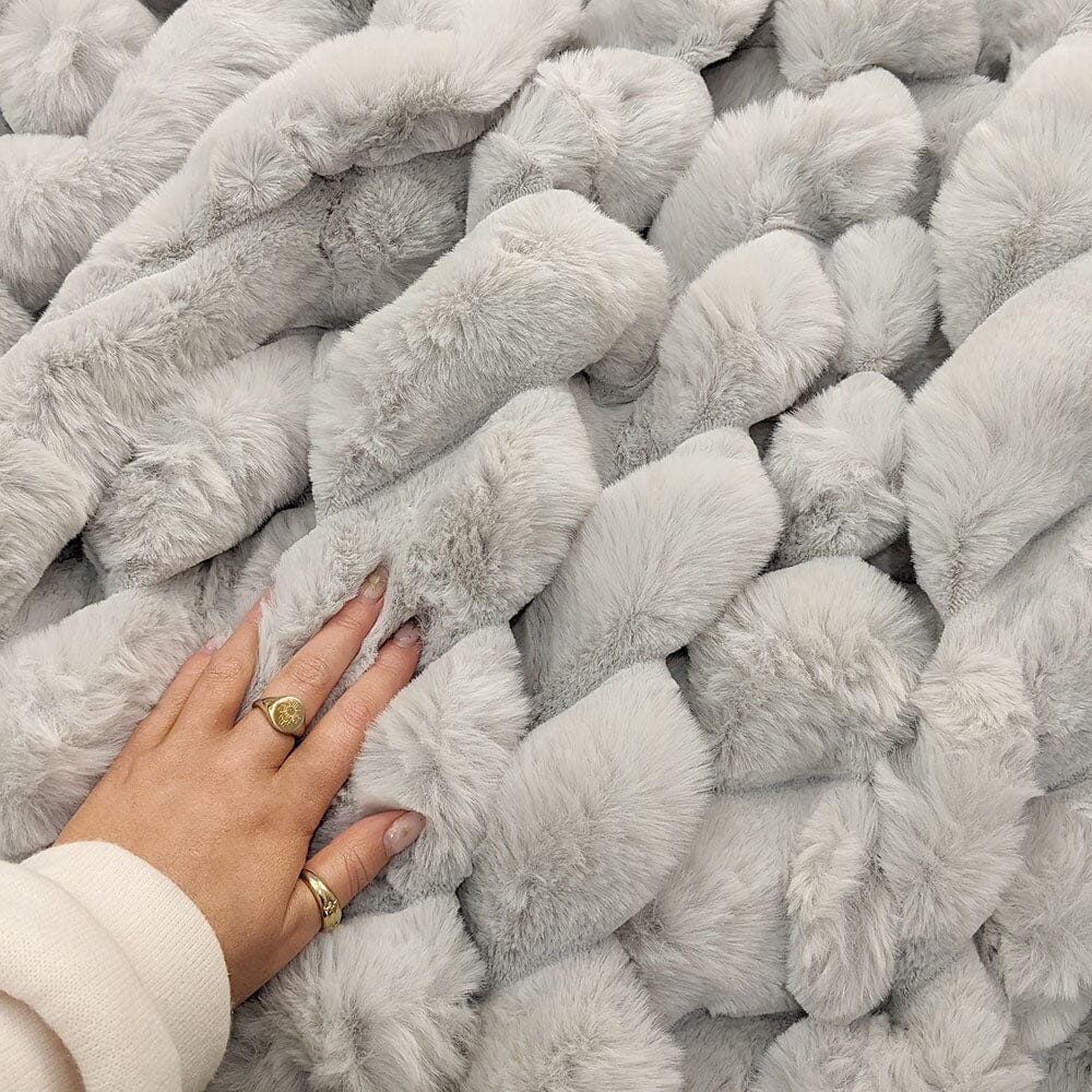 Isla Grey Chunky Ribbed Faux Fur Throw - Rosey's Creations