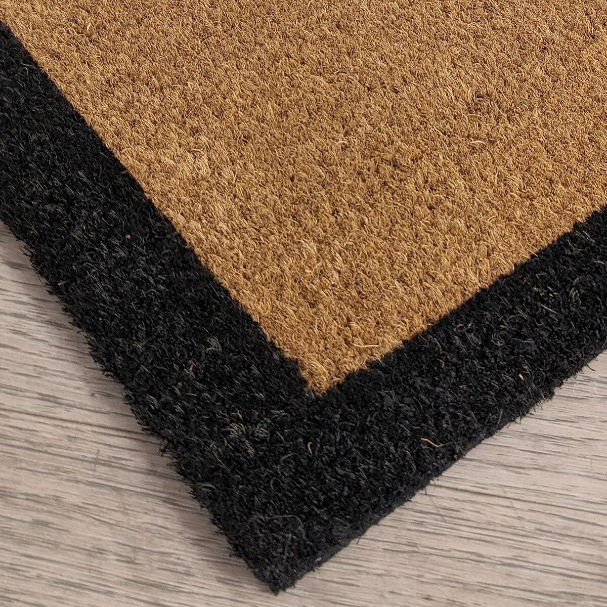 Kyla Large Black Border Natural Double Width Doormat - Rosey's Creations