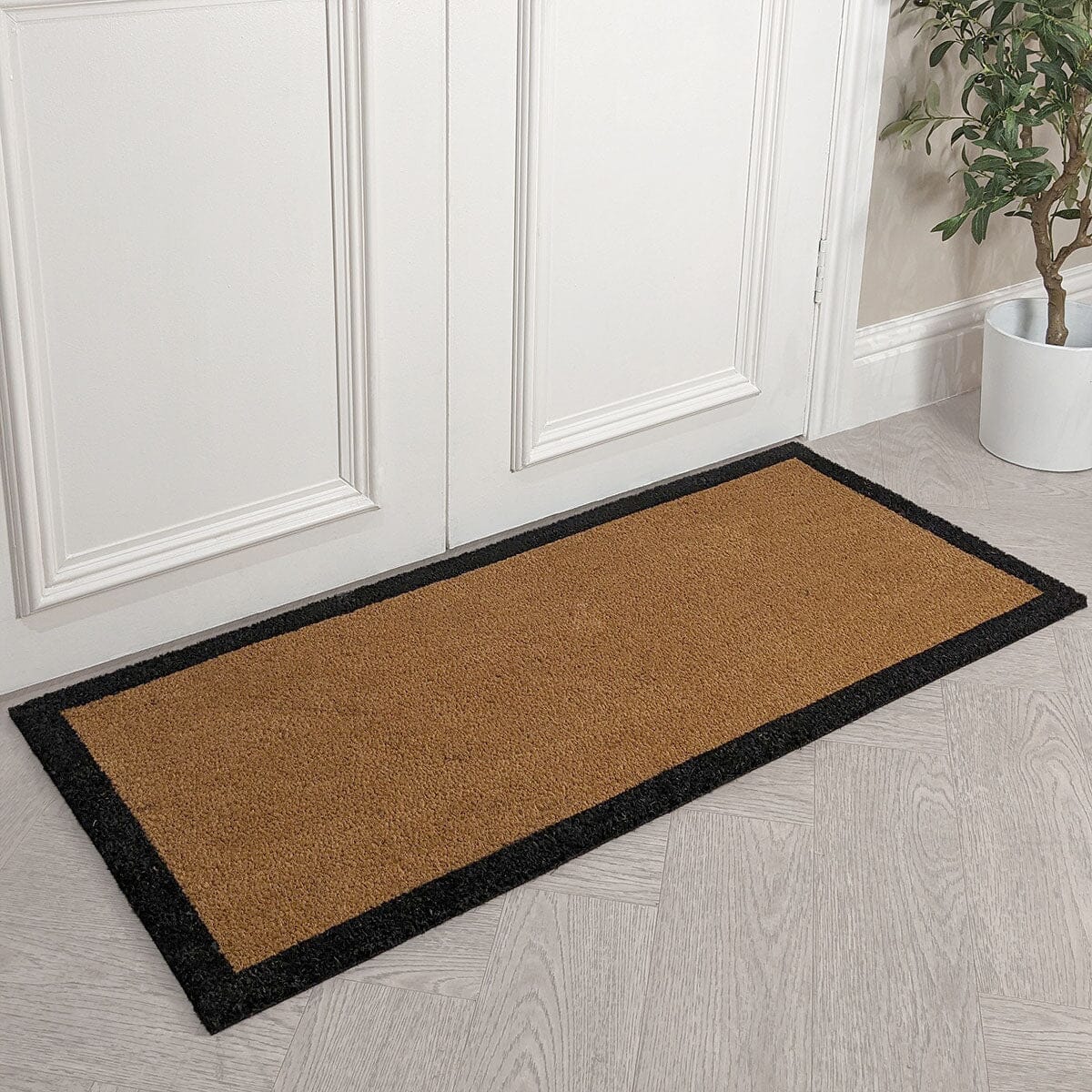 Kyla Large Black Border Natural Double Width Doormat - Rosey's Creations