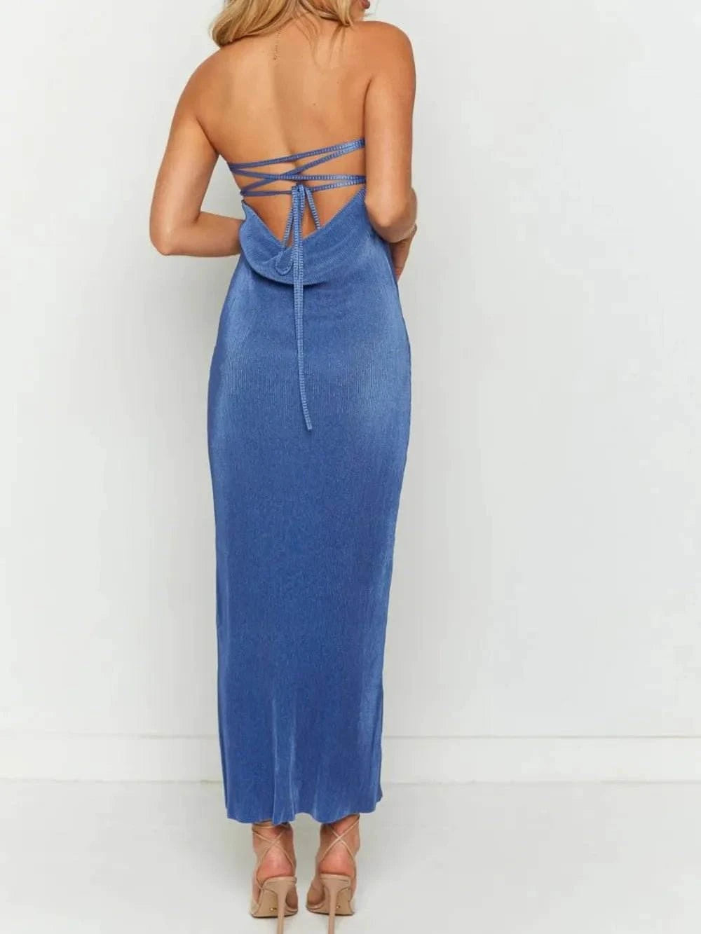 Lace - Up Back Tube Maxi Dress - Rosey's Creations