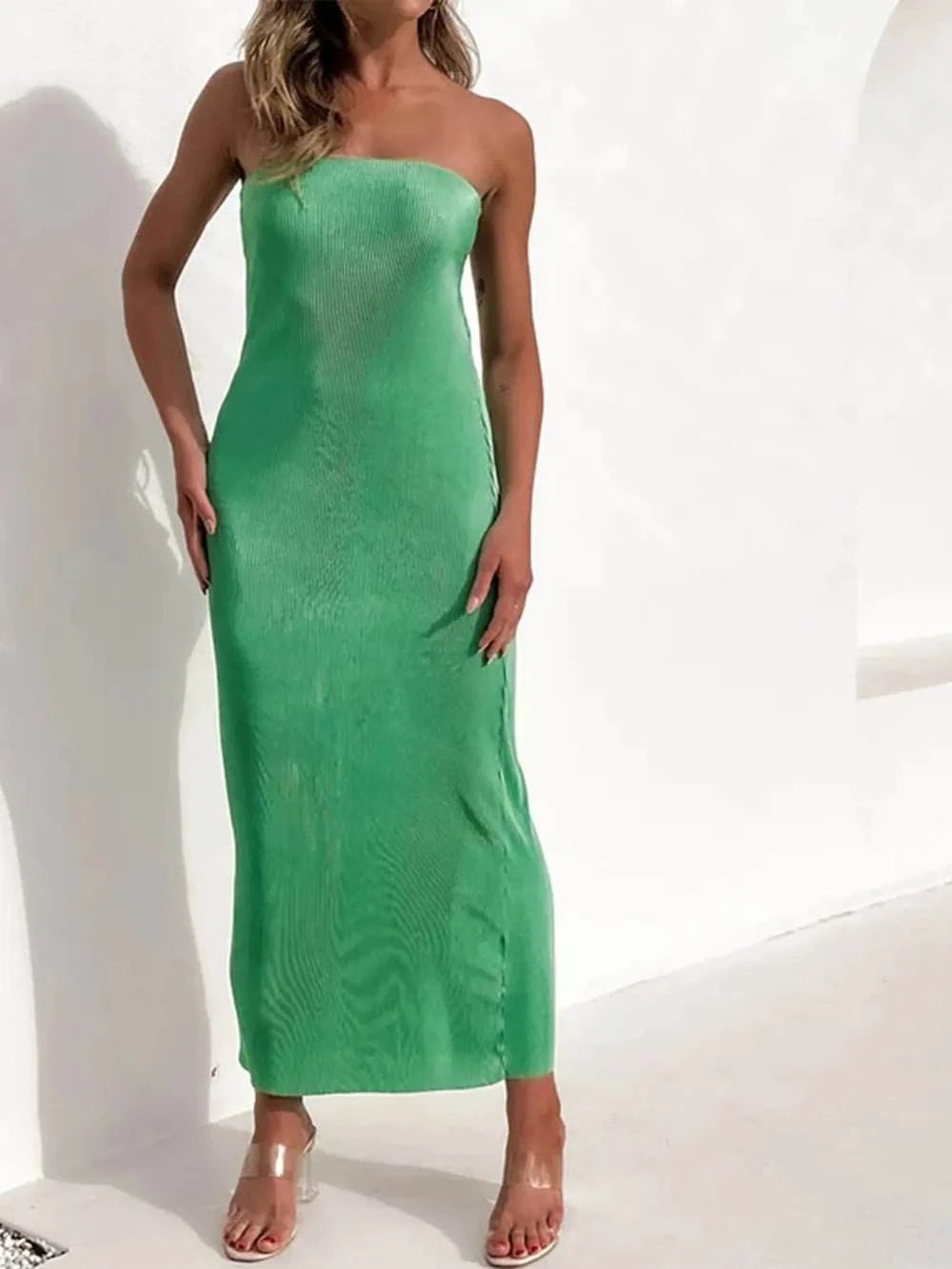 Lace - Up Back Tube Maxi Dress - Rosey's Creations