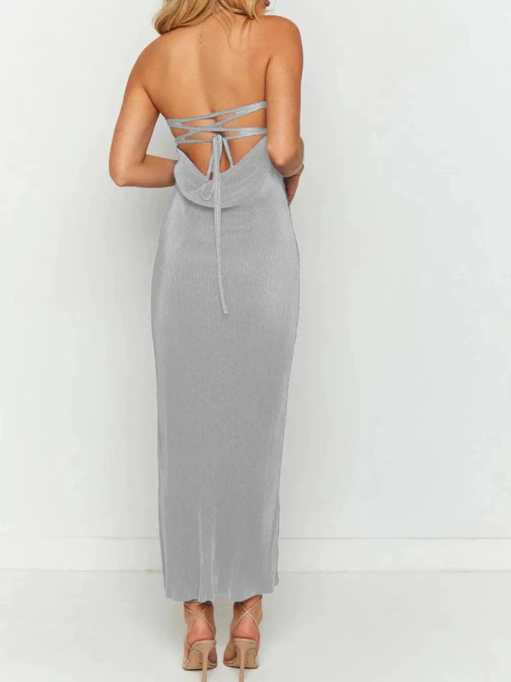 Lace - Up Back Tube Maxi Dress - Rosey's Creations