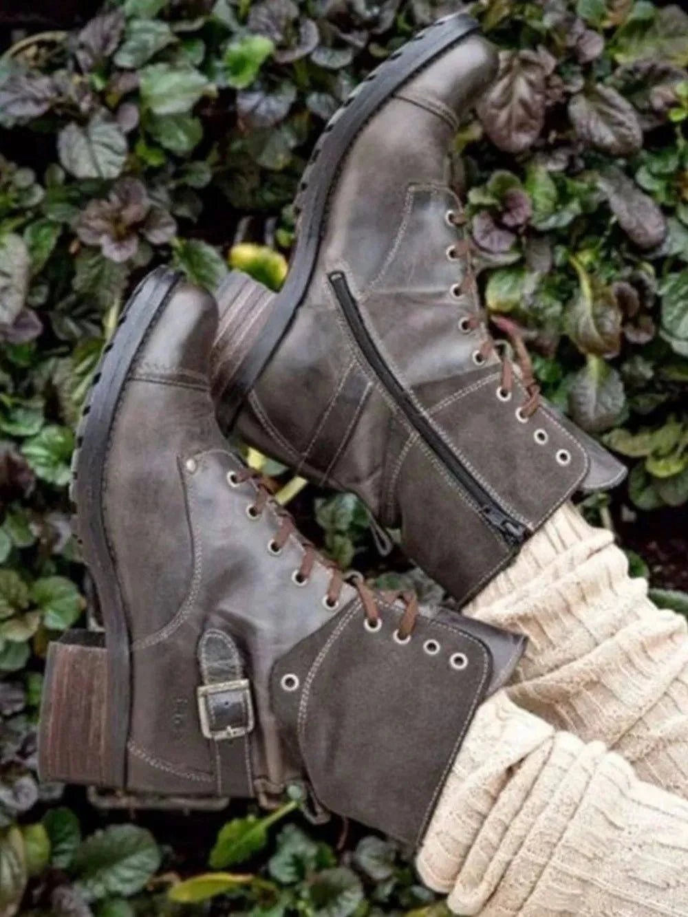 Lace - Up Block Heel Boots - Rosey's Creations