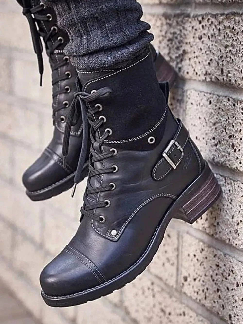 Lace - Up Block Heel Boots - Rosey's Creations