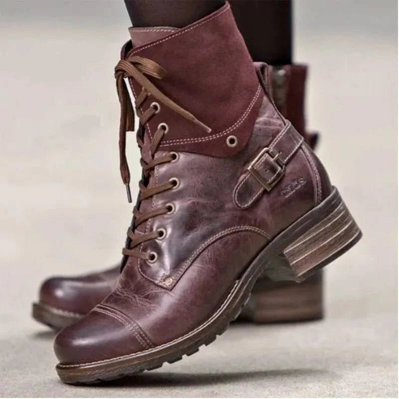 Lace - Up Block Heel Boots - Rosey's Creations