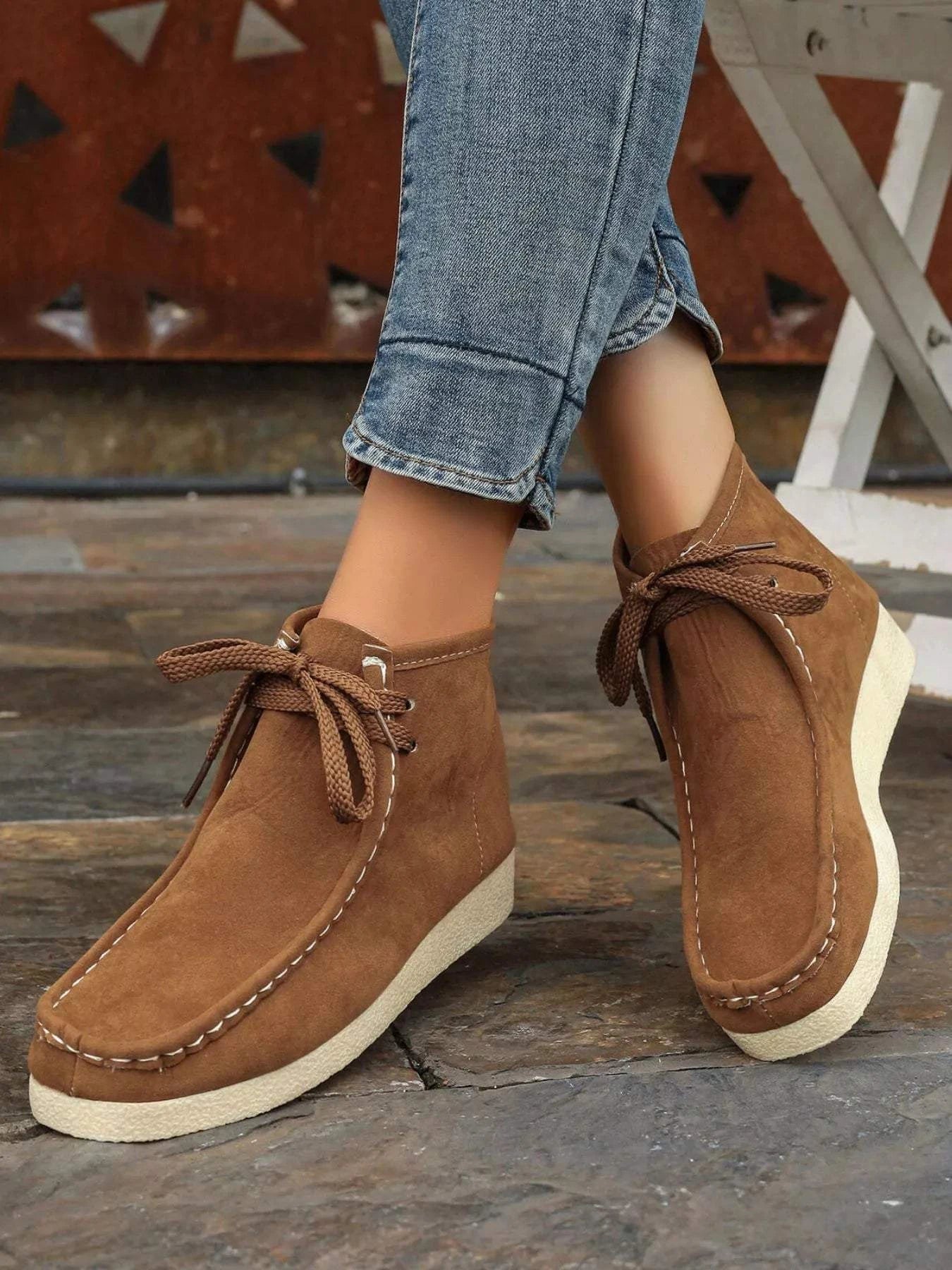 Lace Up Wedge Ankle Boots - Rosey's Creations