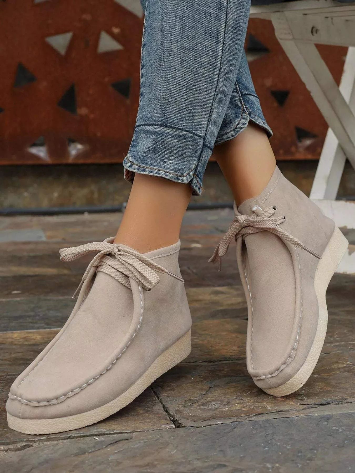 Lace Up Wedge Ankle Boots - Rosey's Creations