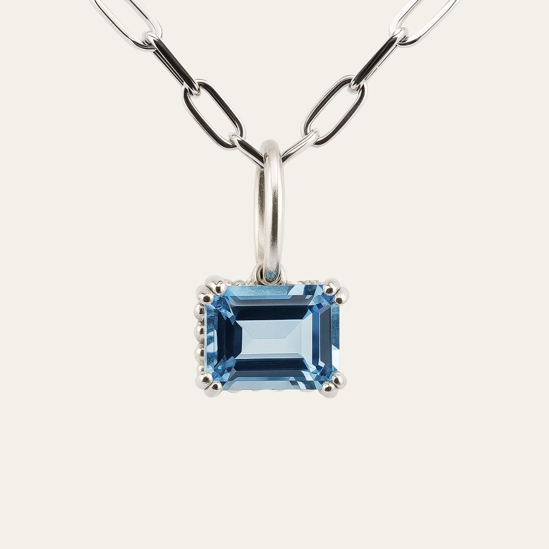Large Silver Blue Topaz Necklace - Astrid Dainty London