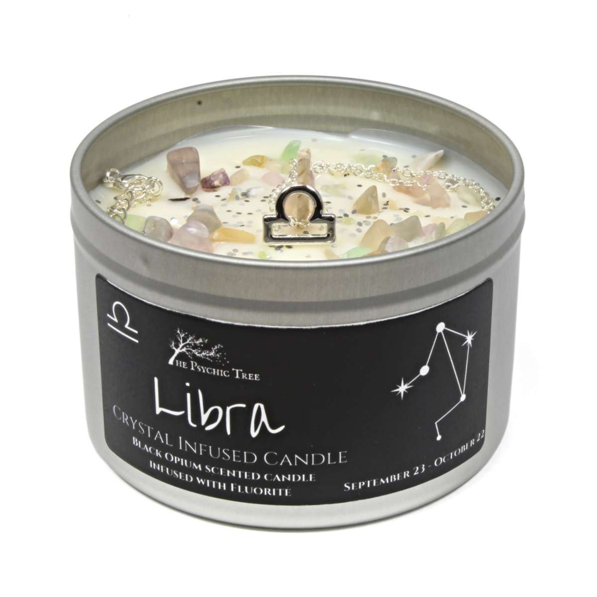 Libra - Crystal & Jewellery Scented Zodiac Candle.