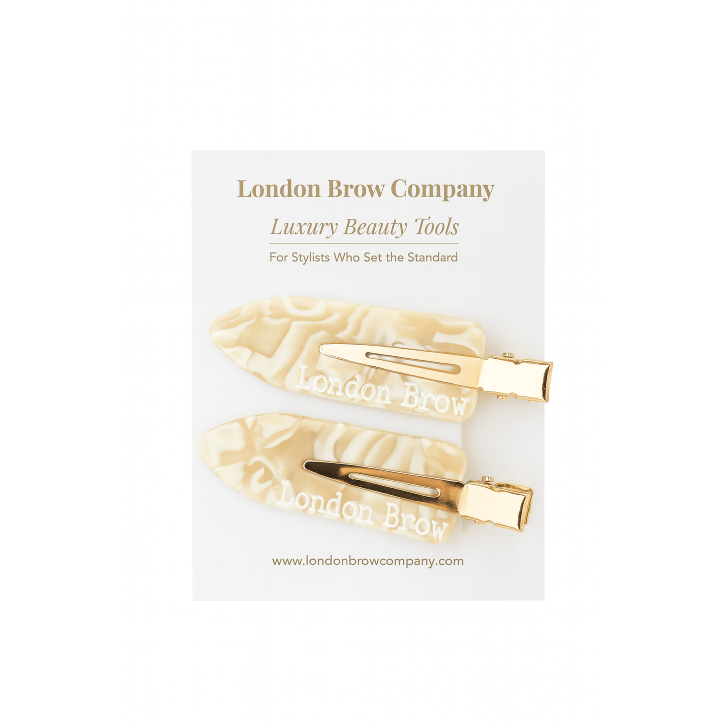 London Brow No - Crease Styling Clips – Pearl & Gold Marble (2 Pack) - Rosey's Creations