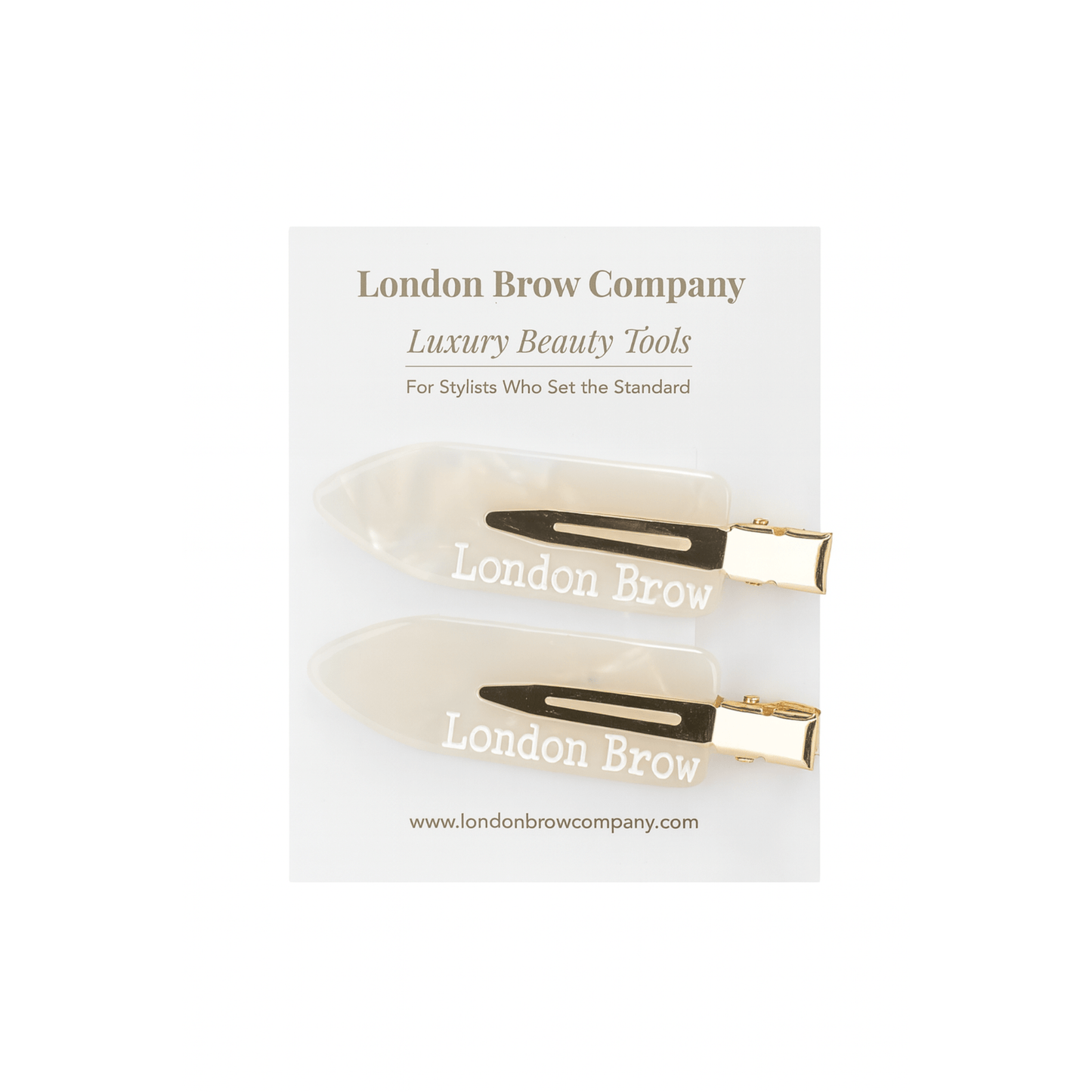 London Brow No - Crease Styling Clips – Pearl & Gold Marble (2 Pack) - Rosey's Creations