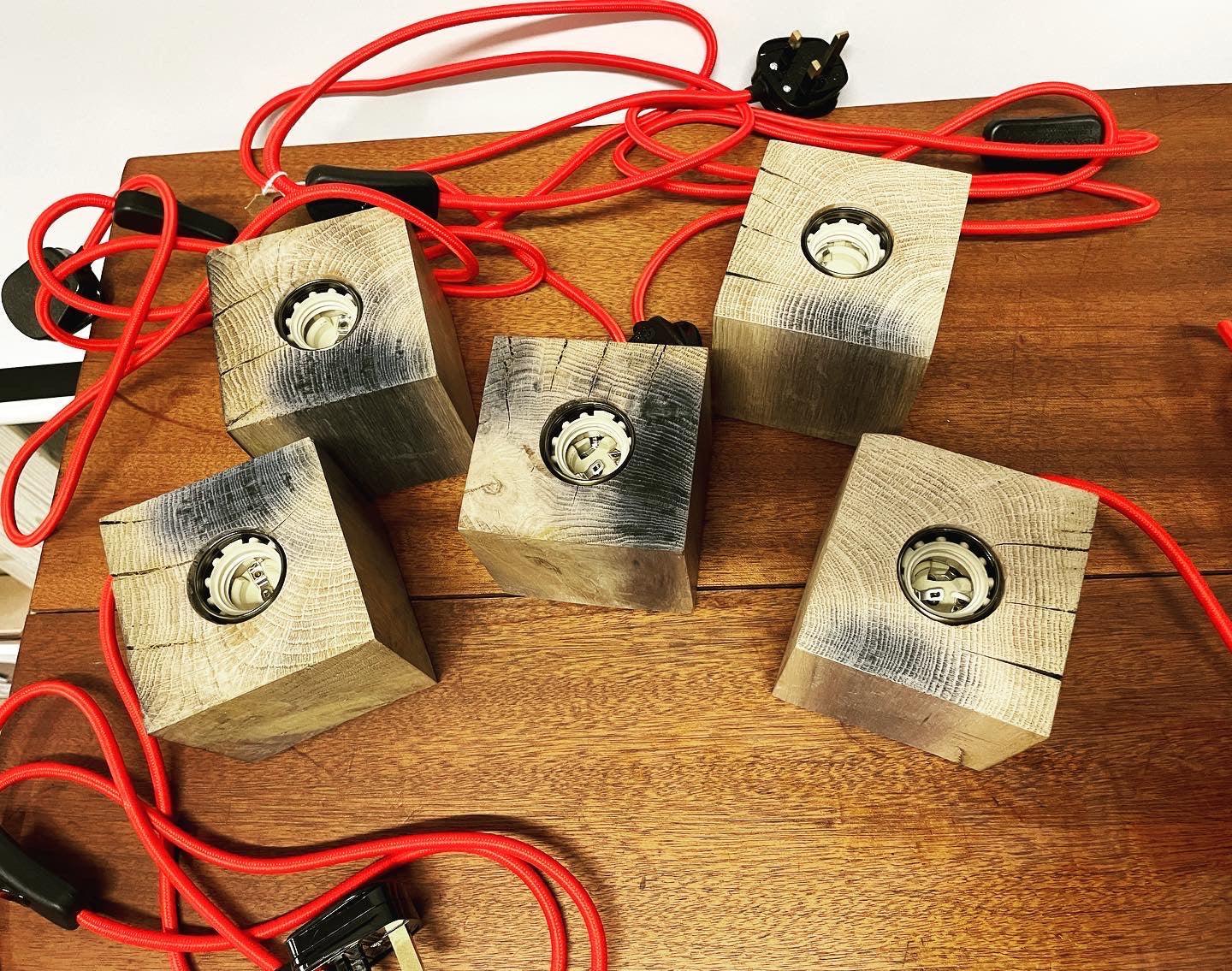 Mini Oak Cube Lamp - Handcrafted Wooden Table Lamp | Rustic Lighting.