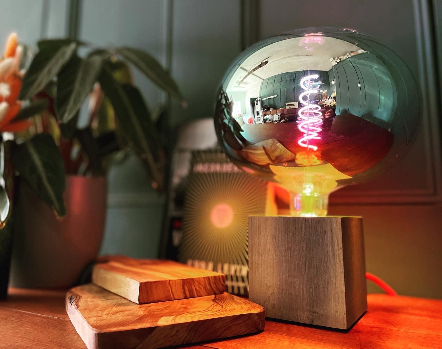 Mini Oak Cube Lamp - Handcrafted Wooden Table Lamp | Rustic Lighting.