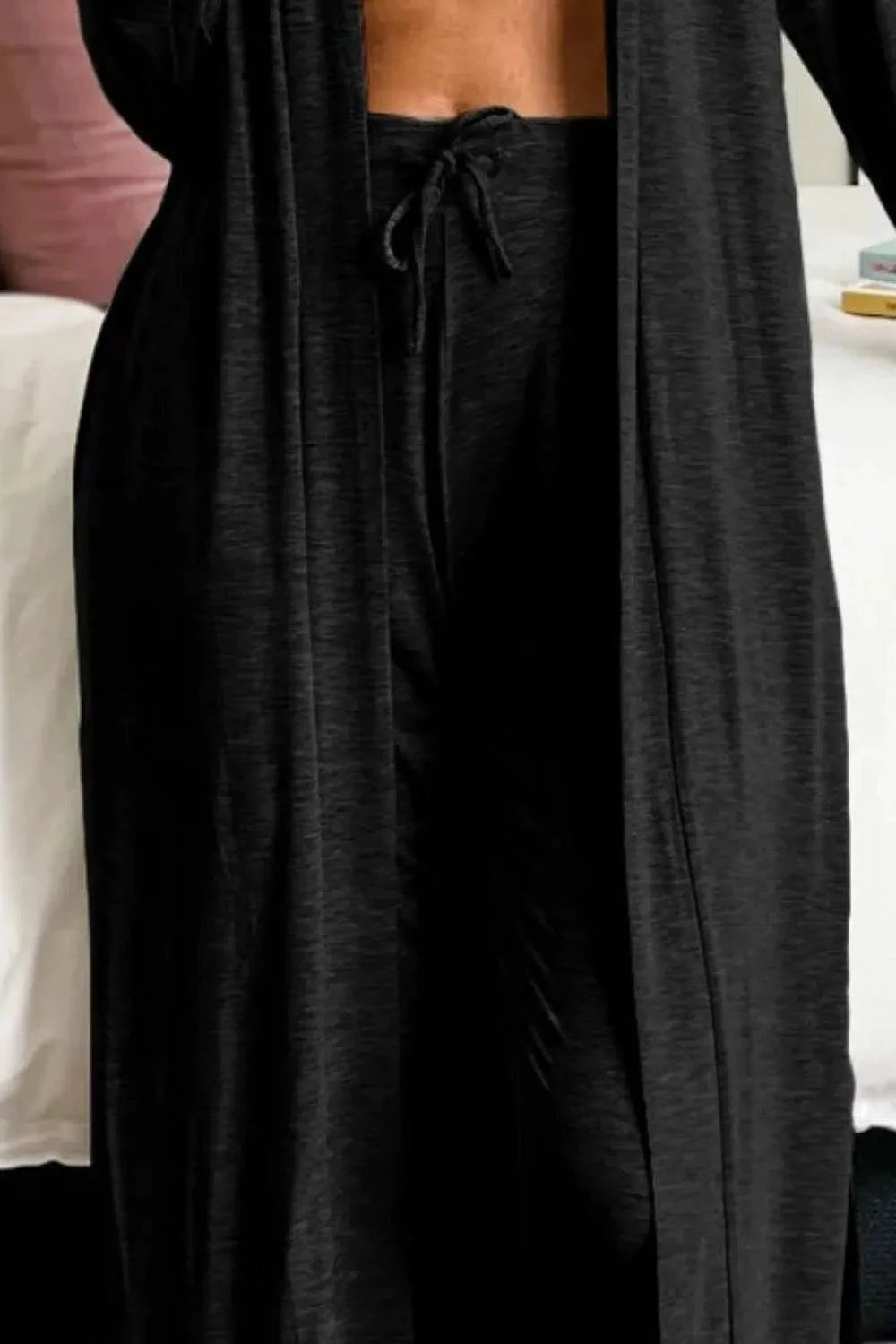Open Front Long Sleeve Cardigan and Pants Lounge Set - Rosey's Creations