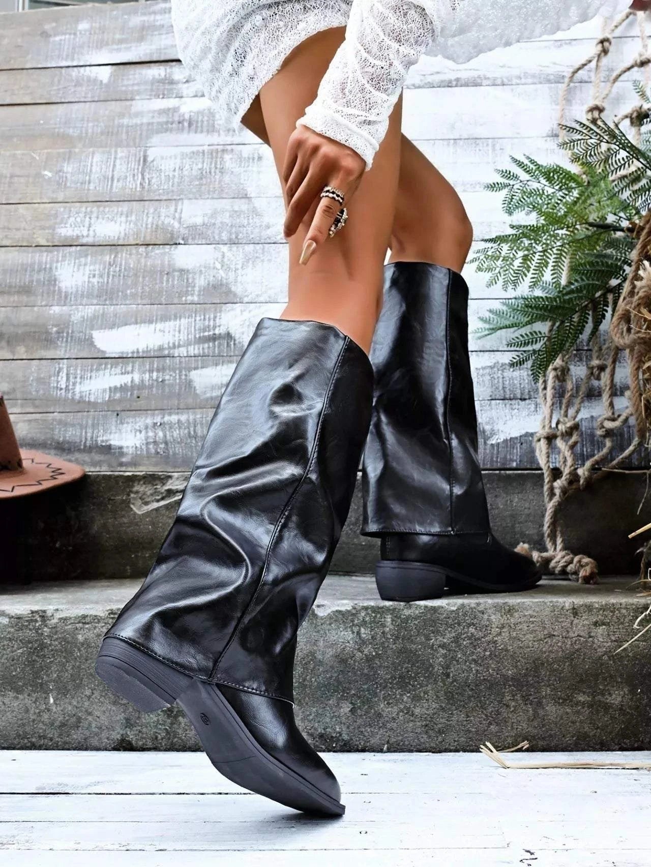Point Toe Block Heels Boots - Rosey's Creations