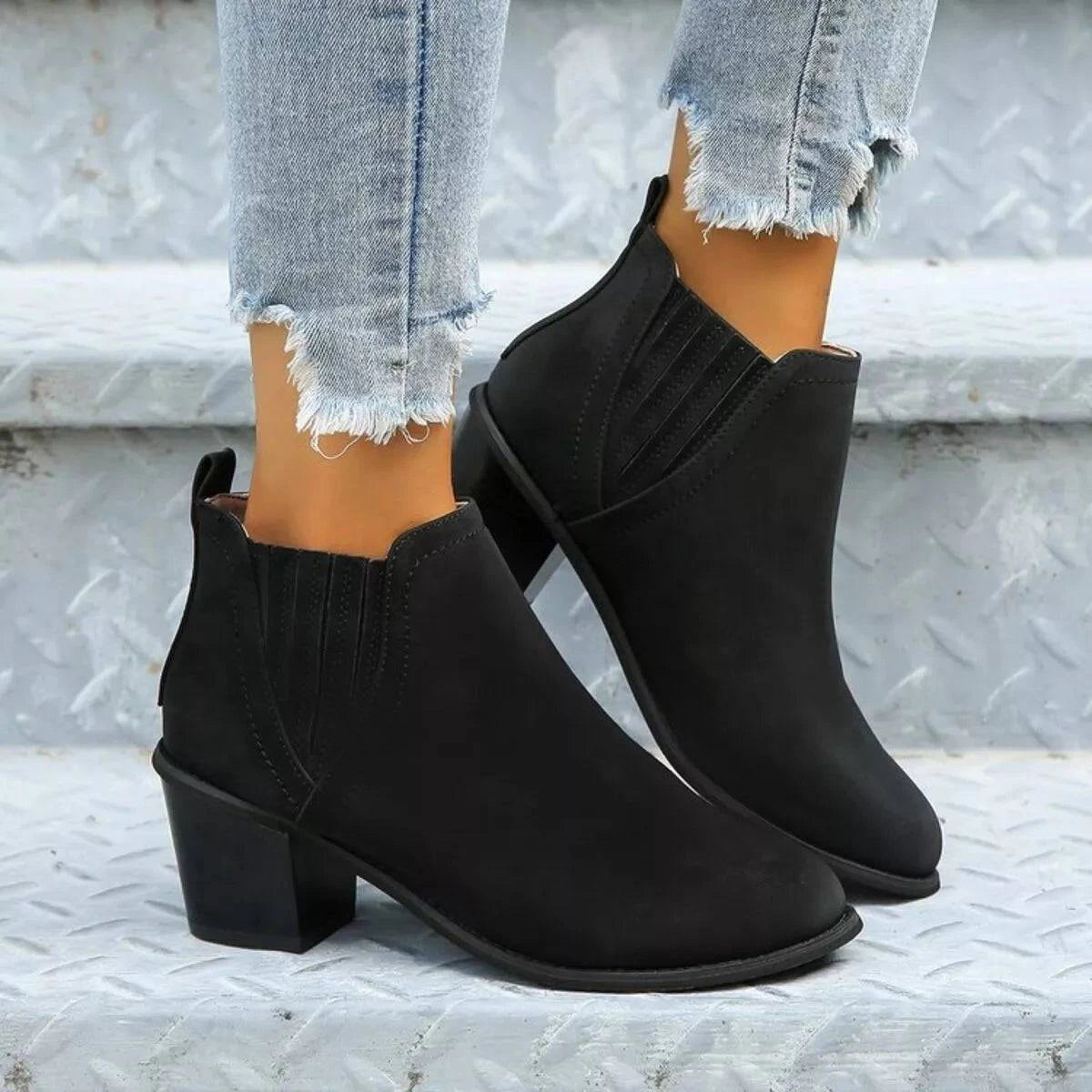 Point Toe Block Heels Boots - Rosey's Creations