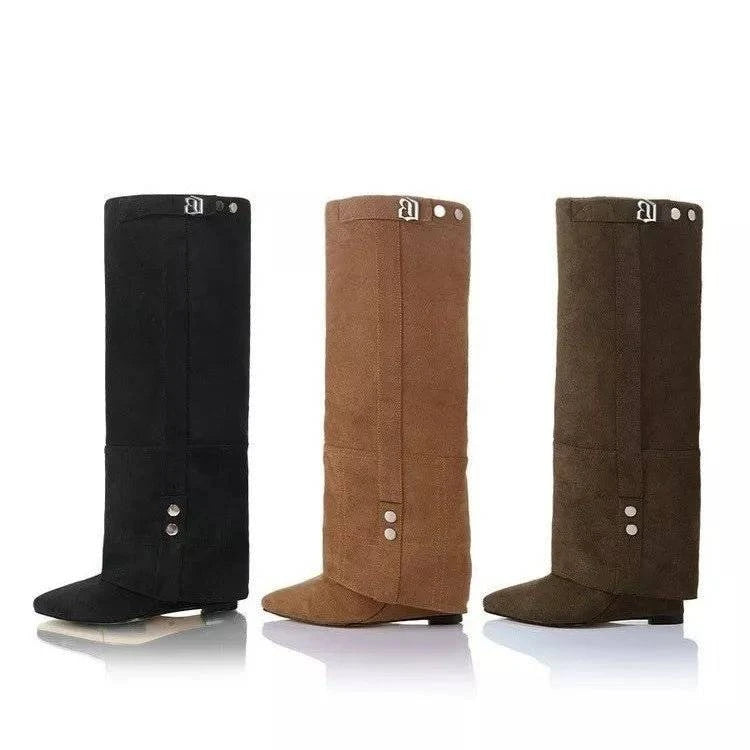 Point Toe Block Heels Boots - Rosey's Creations