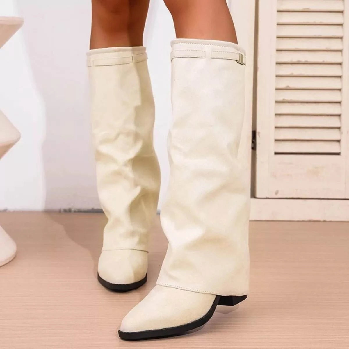 Point Toe Block Heels Boots - Rosey's Creations