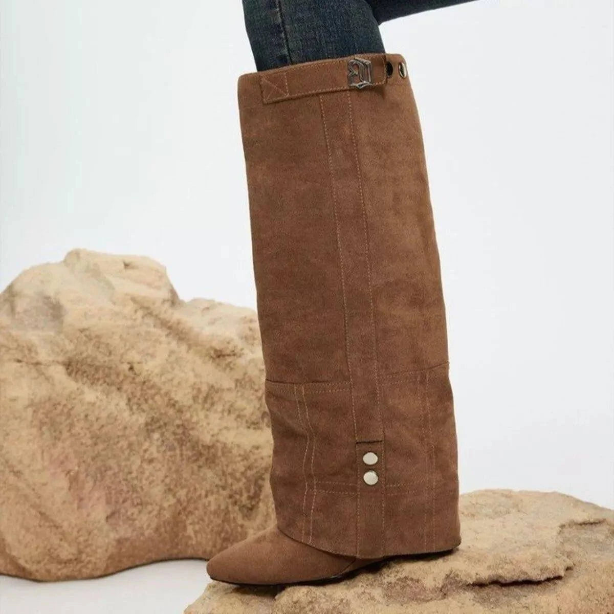 Point Toe Block Heels Boots - Rosey's Creations