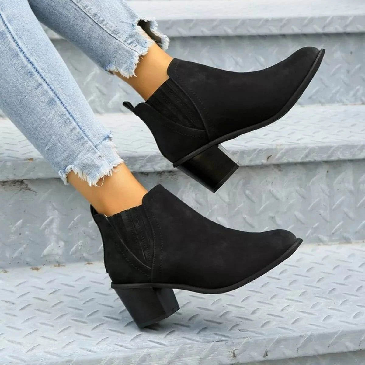 Point Toe Block Heels Boots - Rosey's Creations