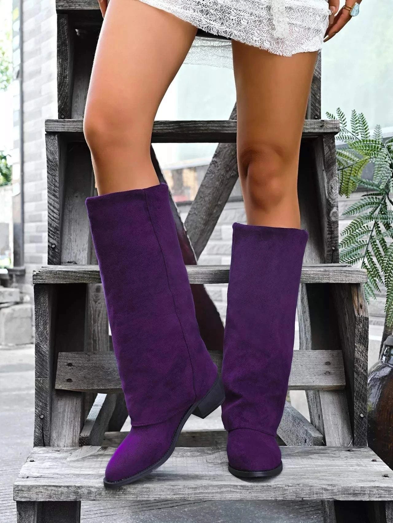 Point Toe Block Heels Boots - Rosey's Creations
