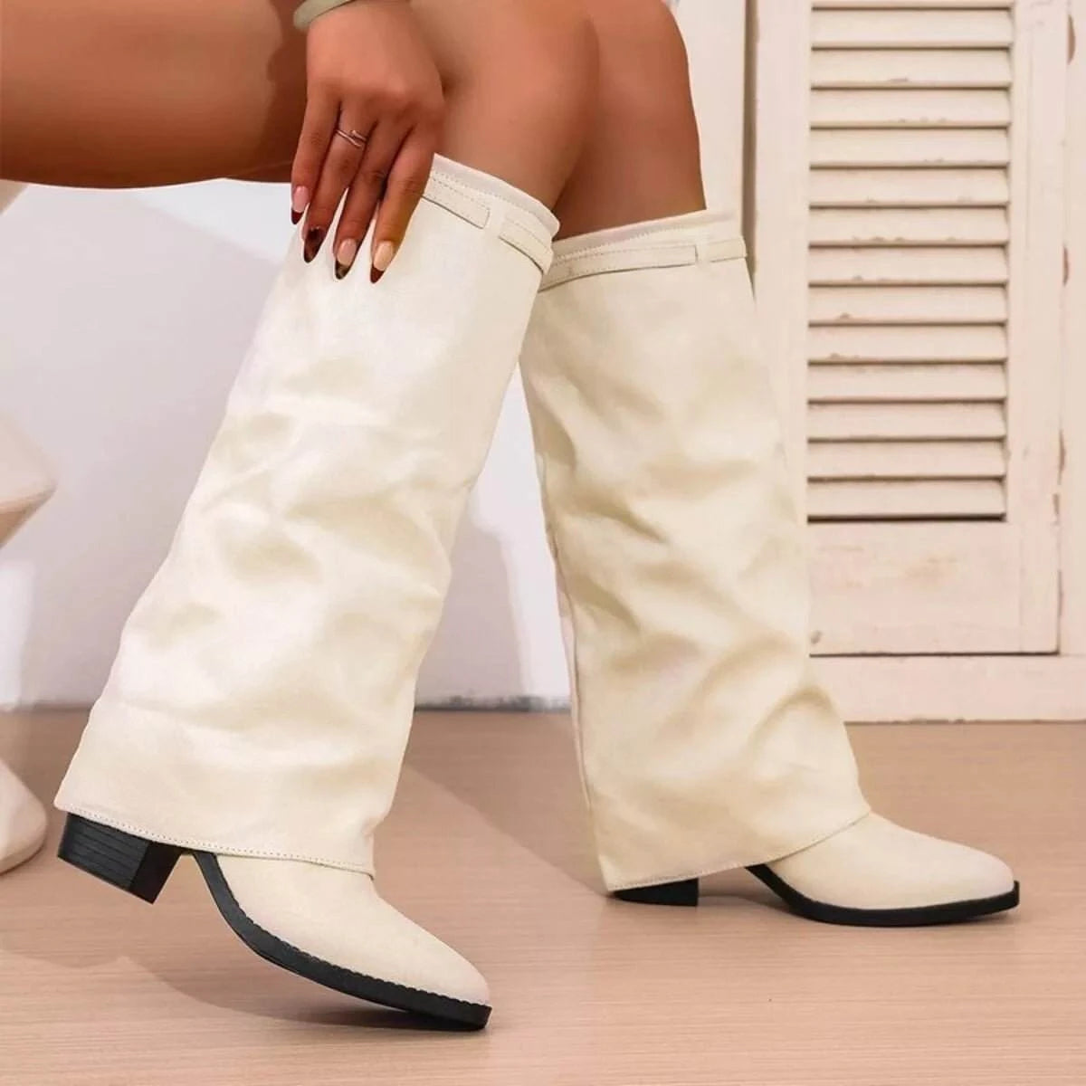 Point Toe Block Heels Boots - Rosey's Creations