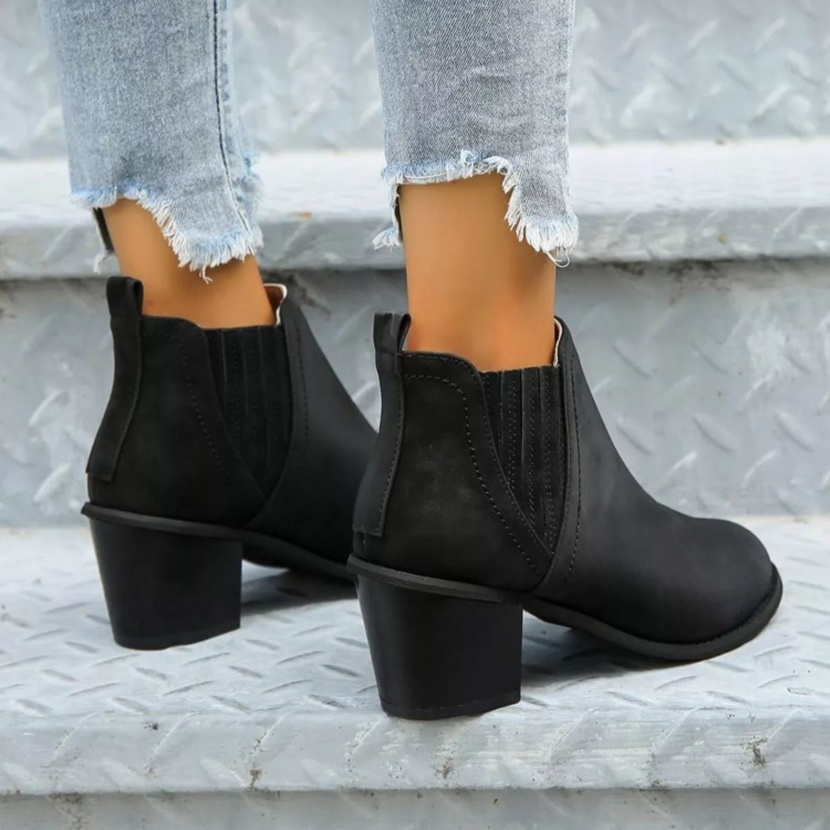 Point Toe Block Heels Boots - Rosey's Creations