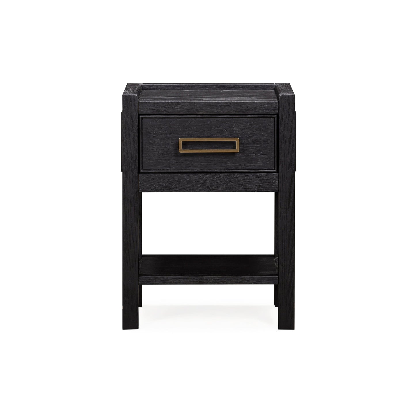 Soho Black Oak Veneer 1 Drawer Bedside Table.