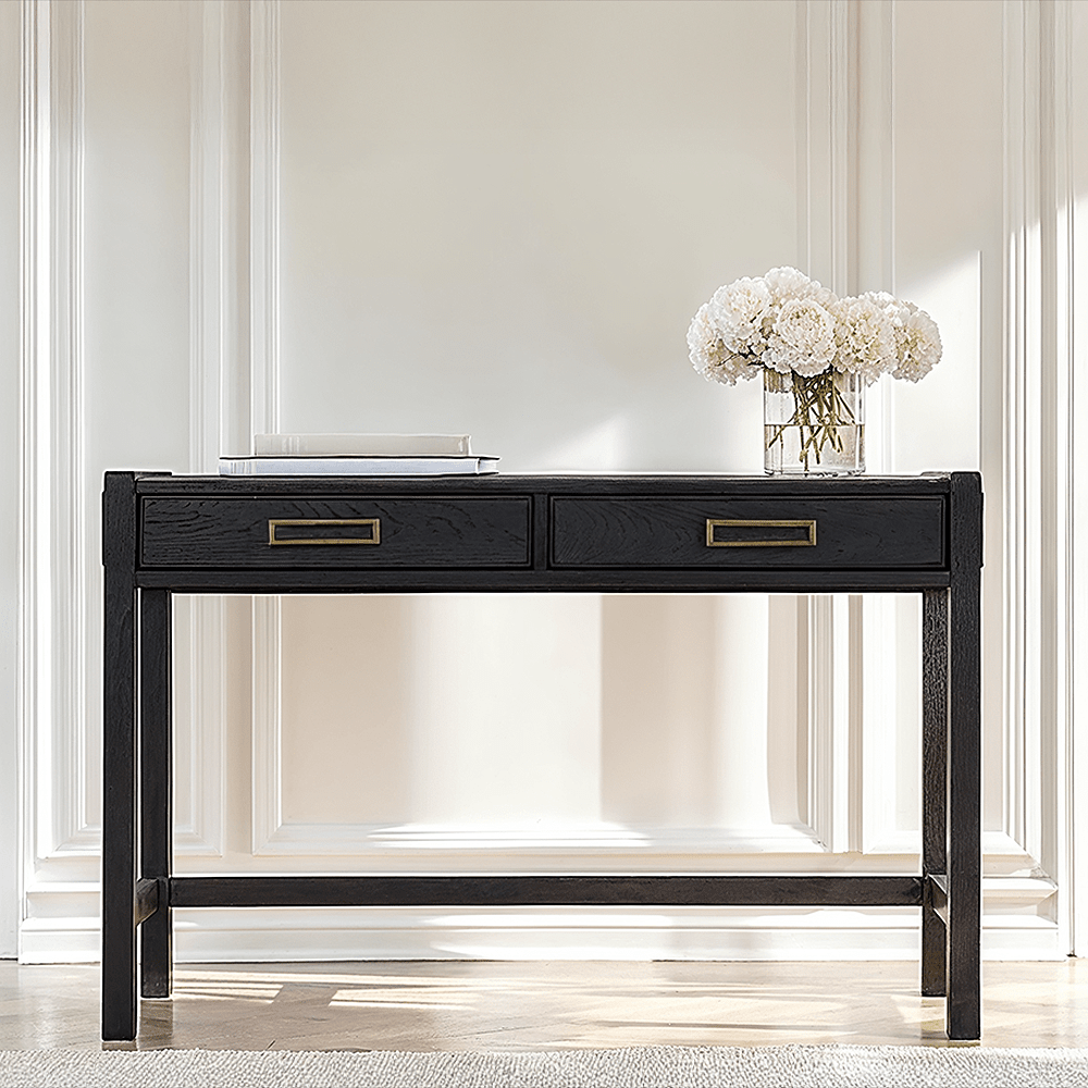 Soho Black Oak Veneer 2 Drawer Dressing Table.