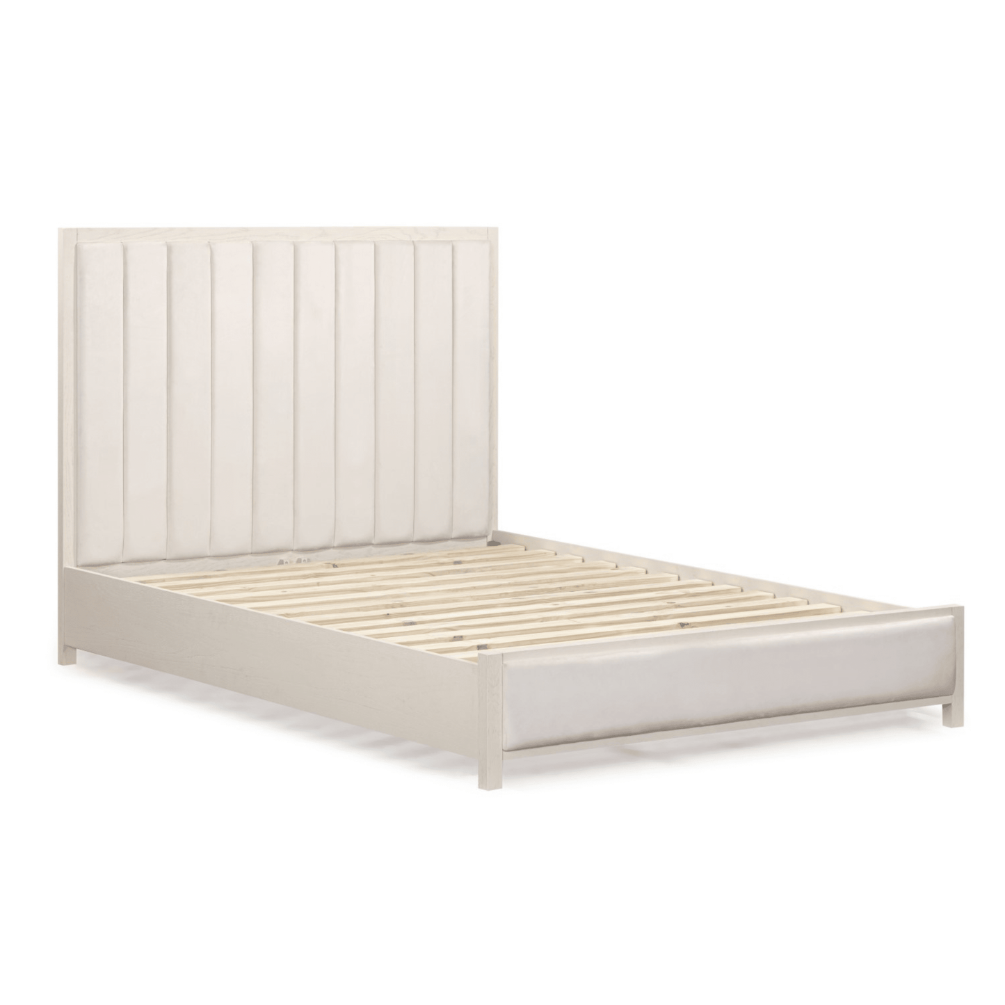 Soho Cream Velvet Bed with Cream Wood Frame.
