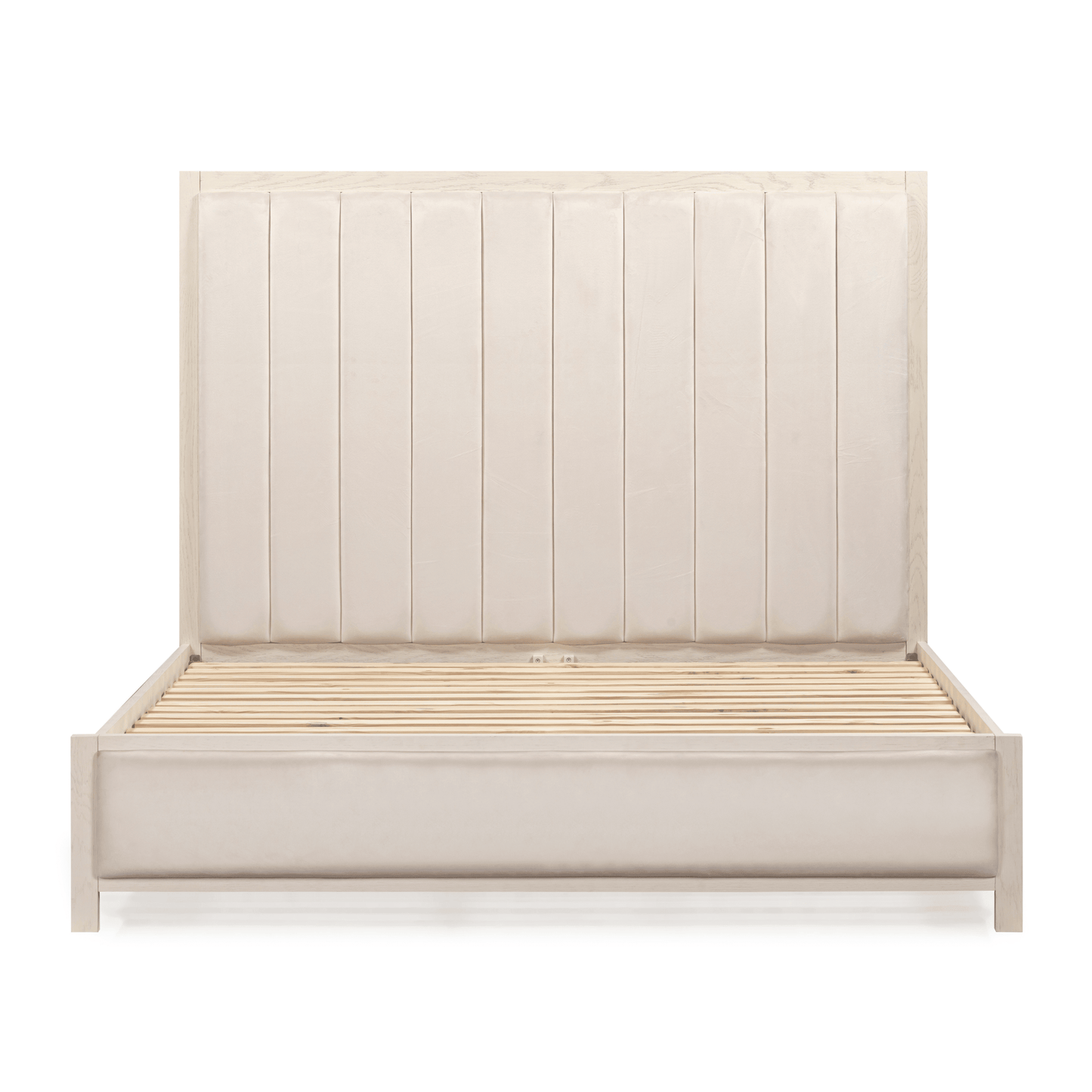 Soho Cream Velvet Bed with Cream Wood Frame.