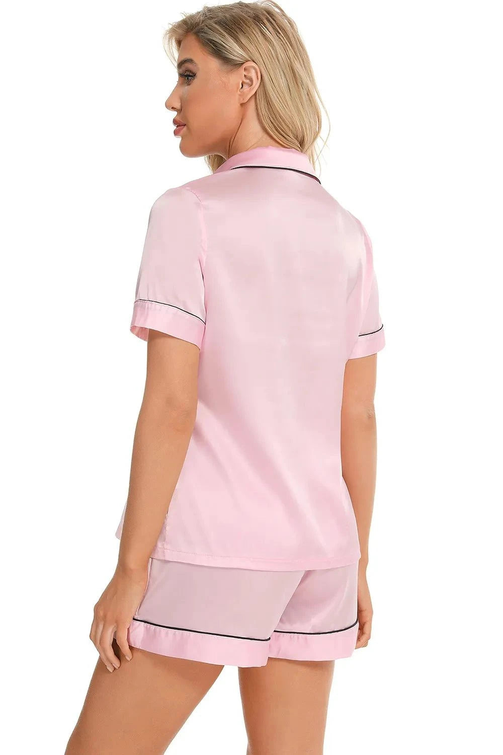Printed Button Up Short Sleeve Top and Shorts Lounge Set - Rosey's Creations