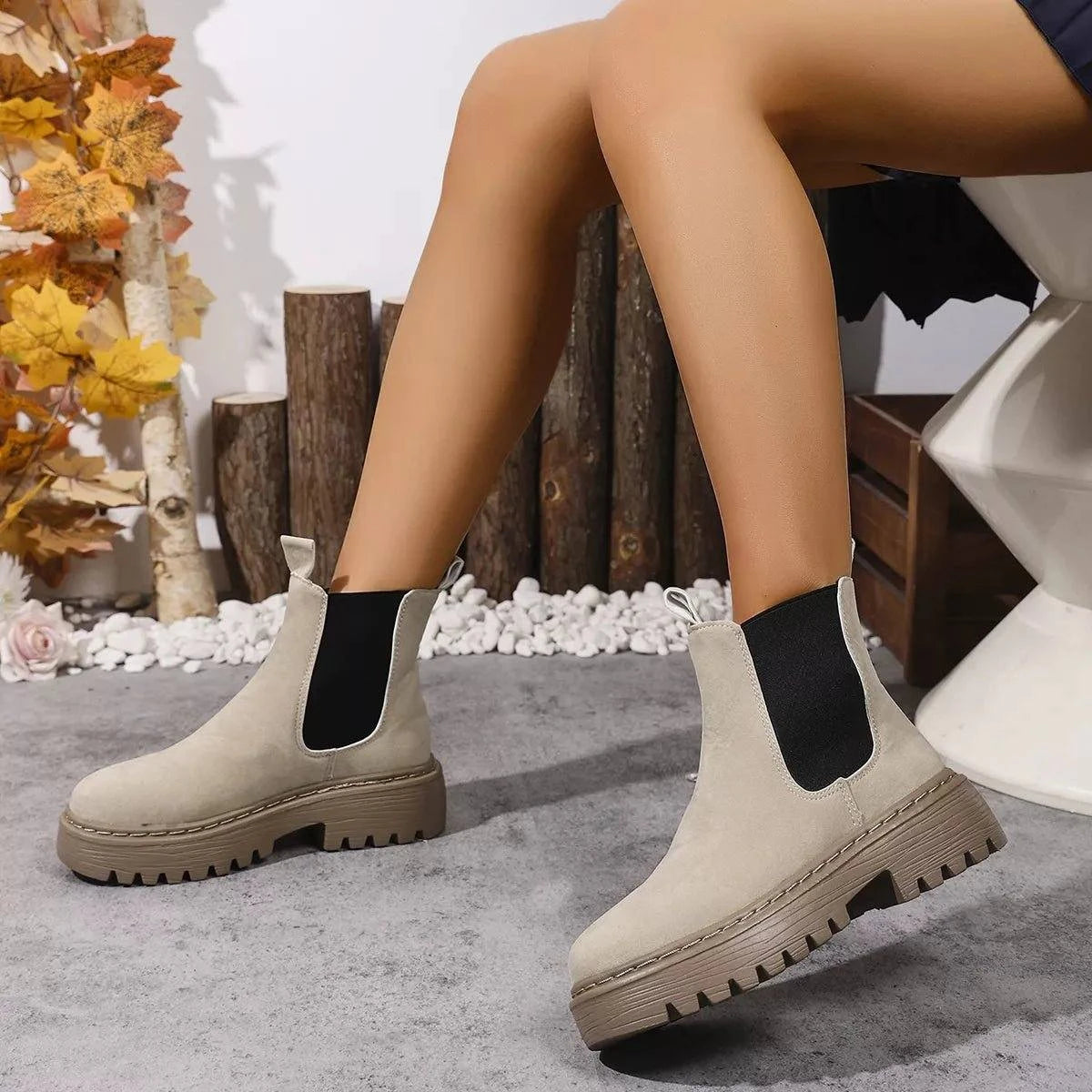 Round Toe Platform Boots - Rosey's Creations