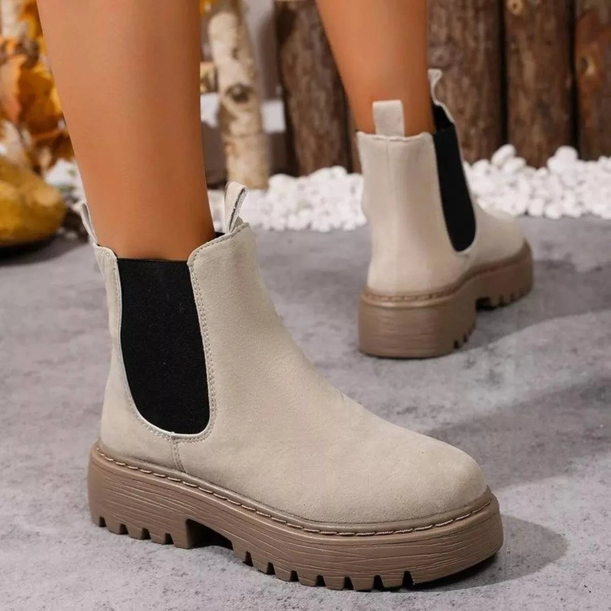 Round Toe Platform Boots - Rosey's Creations