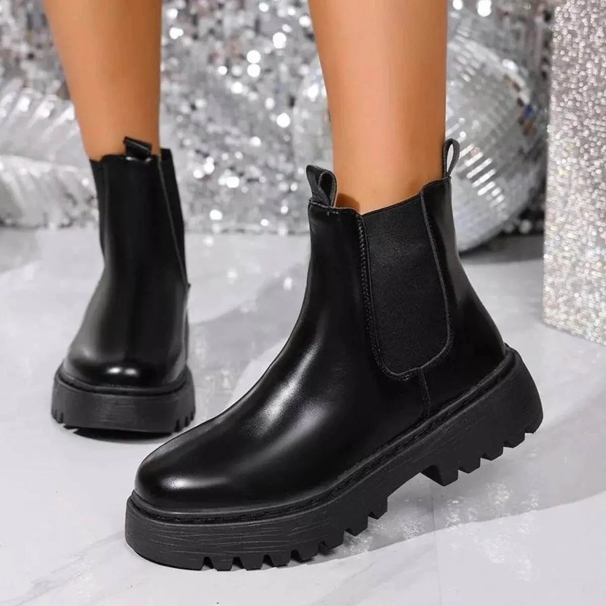 Round Toe Platform Boots - Rosey's Creations