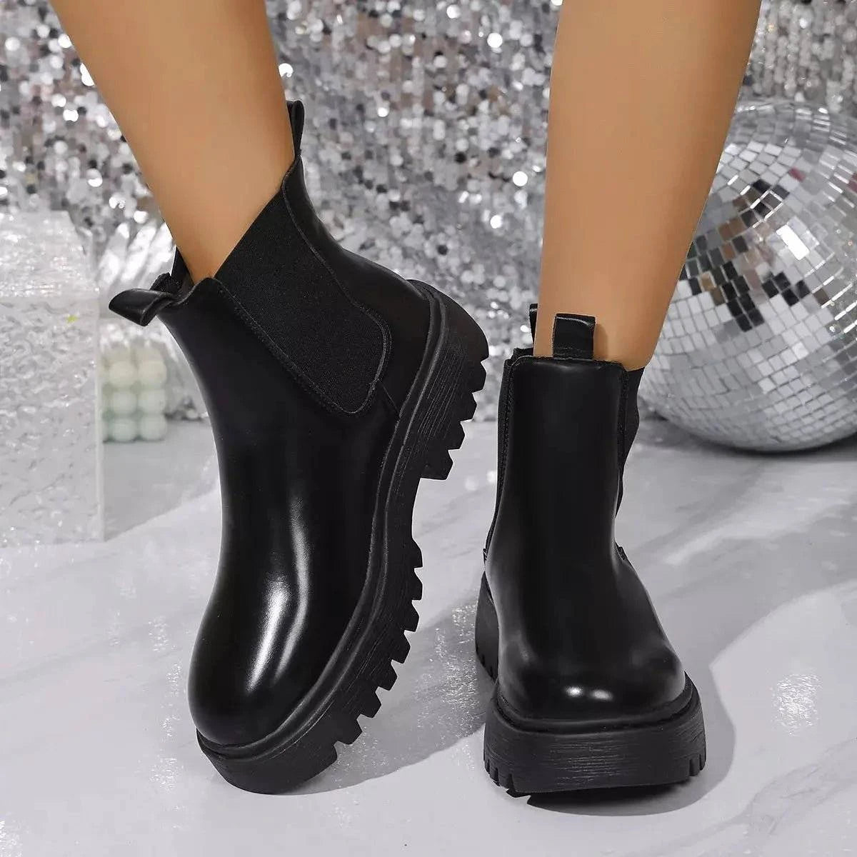 Round Toe Platform Boots - Rosey's Creations