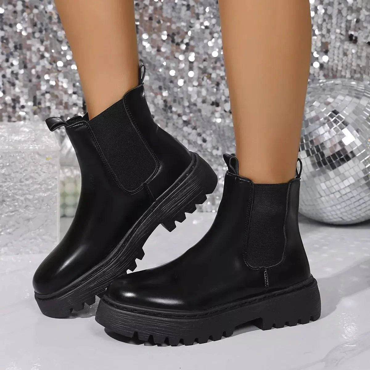 Round Toe Platform Boots - Rosey's Creations